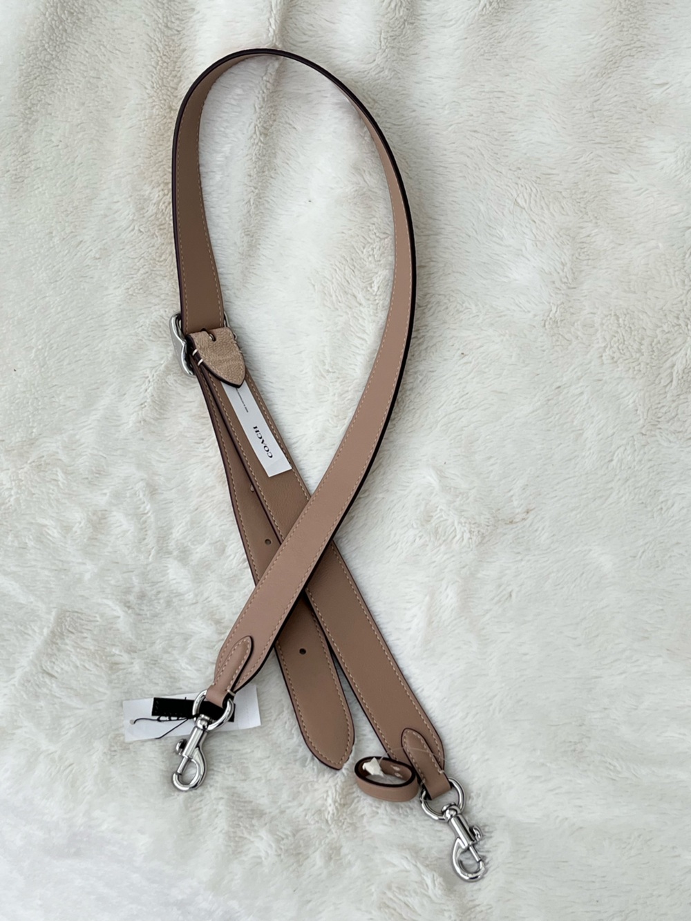 NWT Coach Signature Light Beige with Silver Buckle Leather Purse Strap - Picture 2 of 10